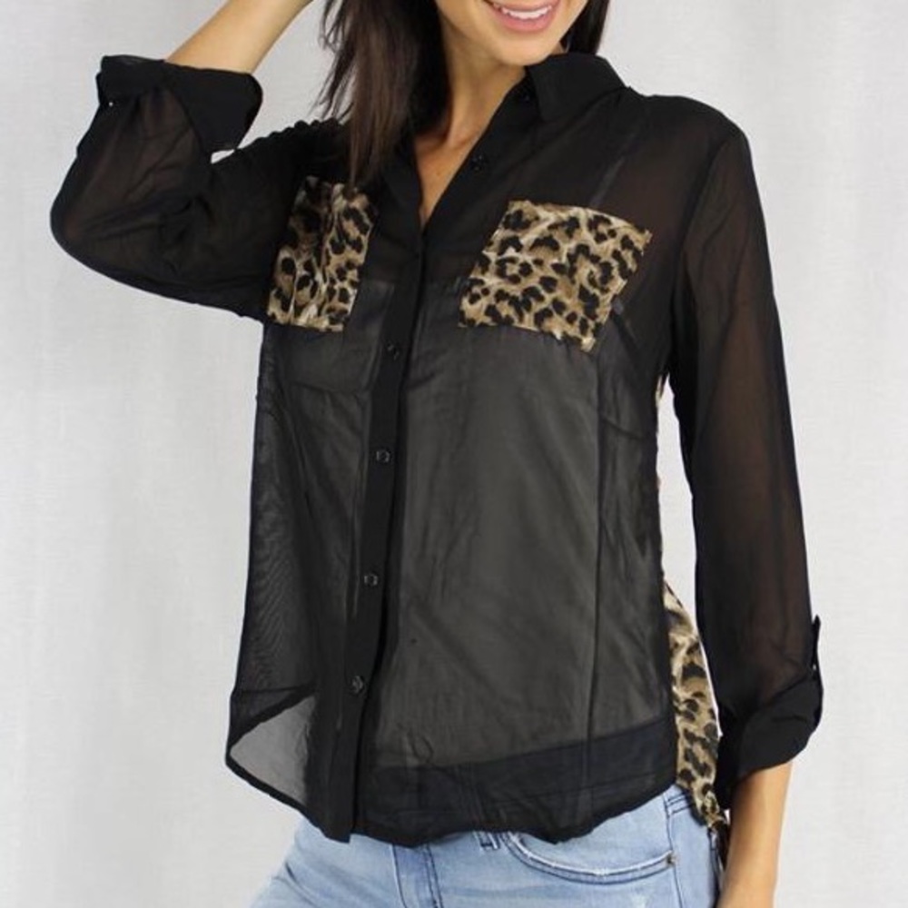 Eva Leopard Sheer Top